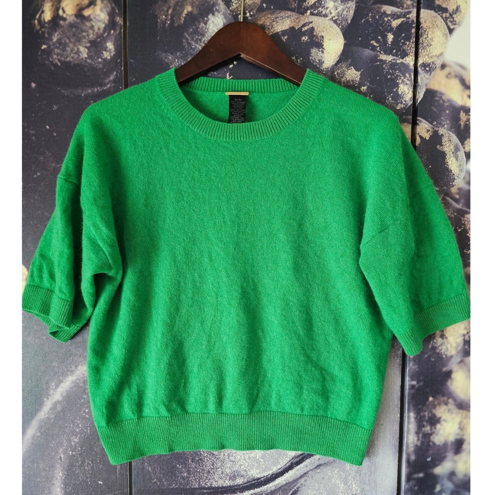 Magaschoni Sweater Women's Medium Cashmere Short Sleeve Green Soft Quiet‎ Luxury